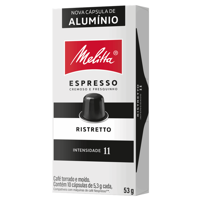 Café em Cápsula Torrado e Moído Ristretto Espresso Melitta Caixa 53g 10 Unidades