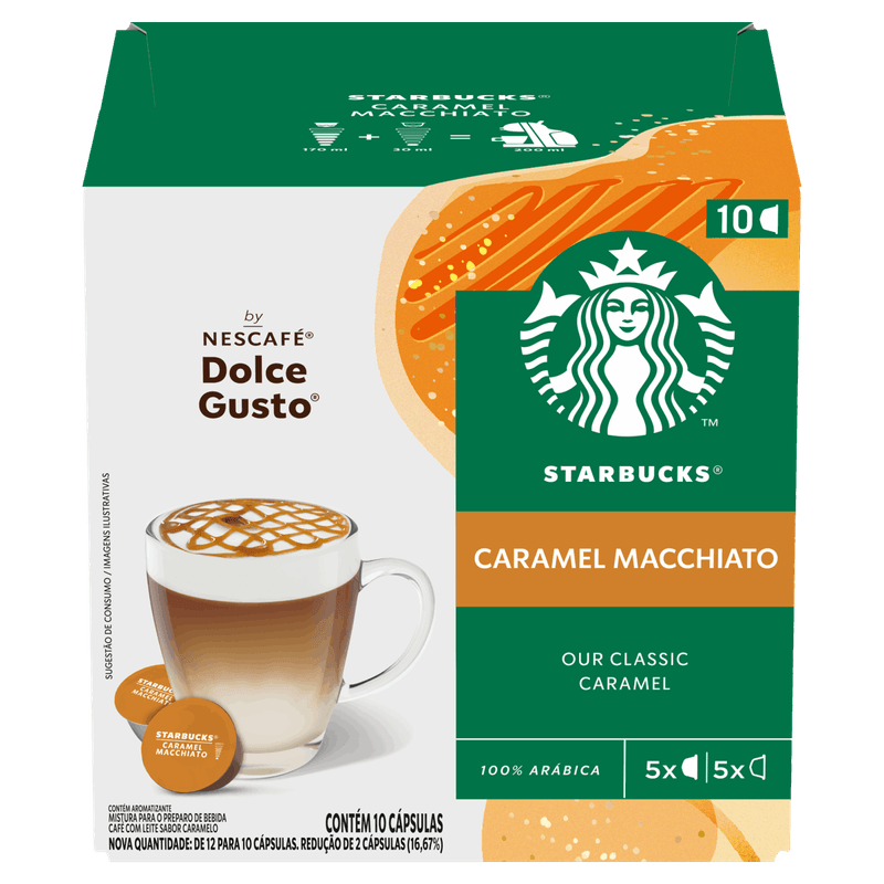 Café com Leite em Cápsula Caramel Macchiato Starbucks Caixa 106,5g 10 Unidades