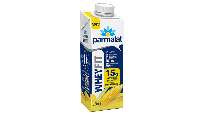 Bebida Láctea UHT Milho Verde Zero Lactose Parmalat Wheyfit Caixa