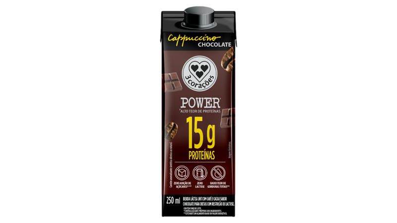 Bebida Láctea UHT Cappuccino Chocolate Zero Lactose 3 Corações