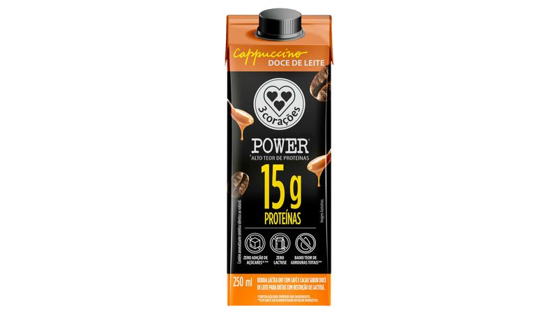 Bebida Láctea UHT Cappuccino Doce de Leite Zero Lactose 3 Corações