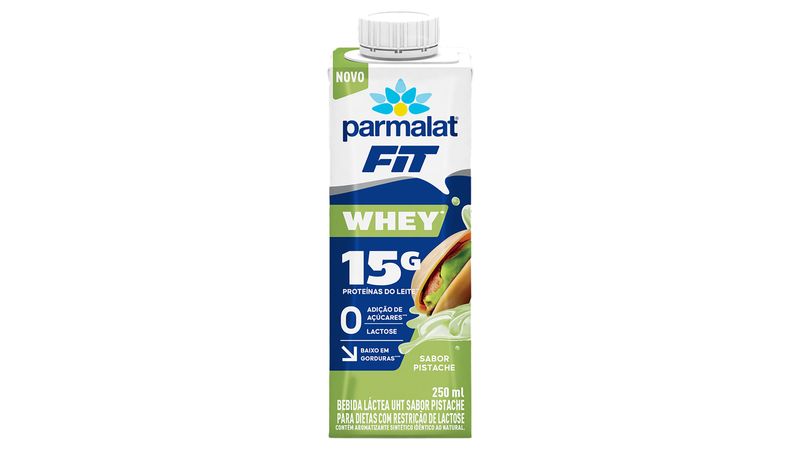 Bebida Láctea UHT Pistache Zero Lactose Parmalat Fit Whey Caixa