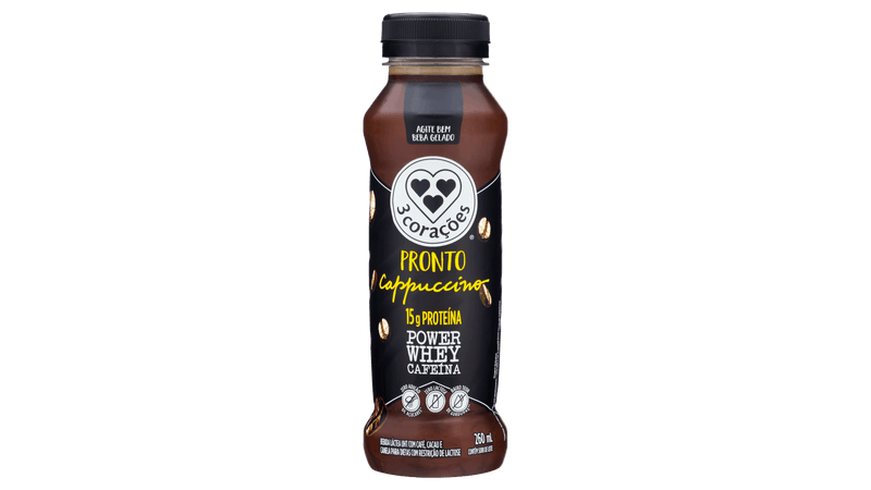 Bebida Láctea UHT Cappuccino Zero Lactose 3 Corações Power Whey