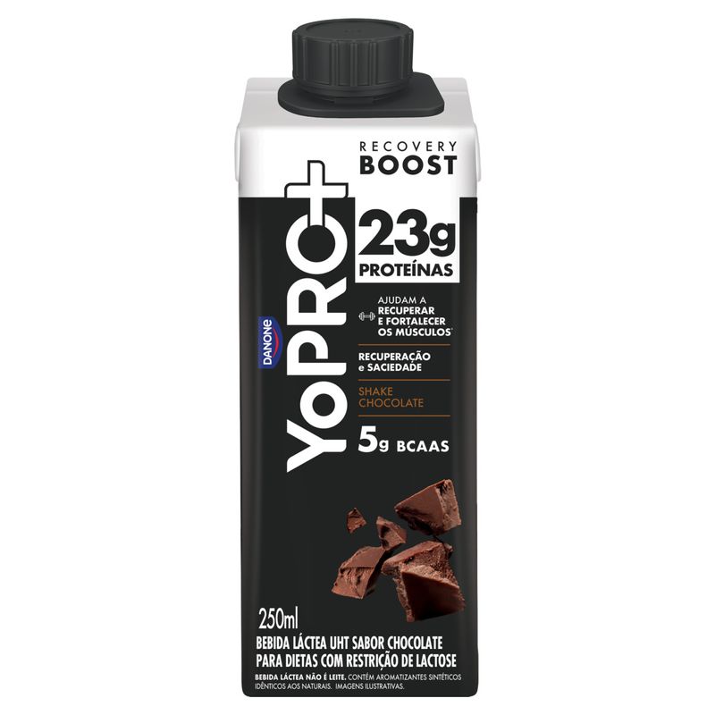 Bebida Láctea UHT Shake Chocolate Zero Lactose Yopro + Recovery Boost Caixa 250ml