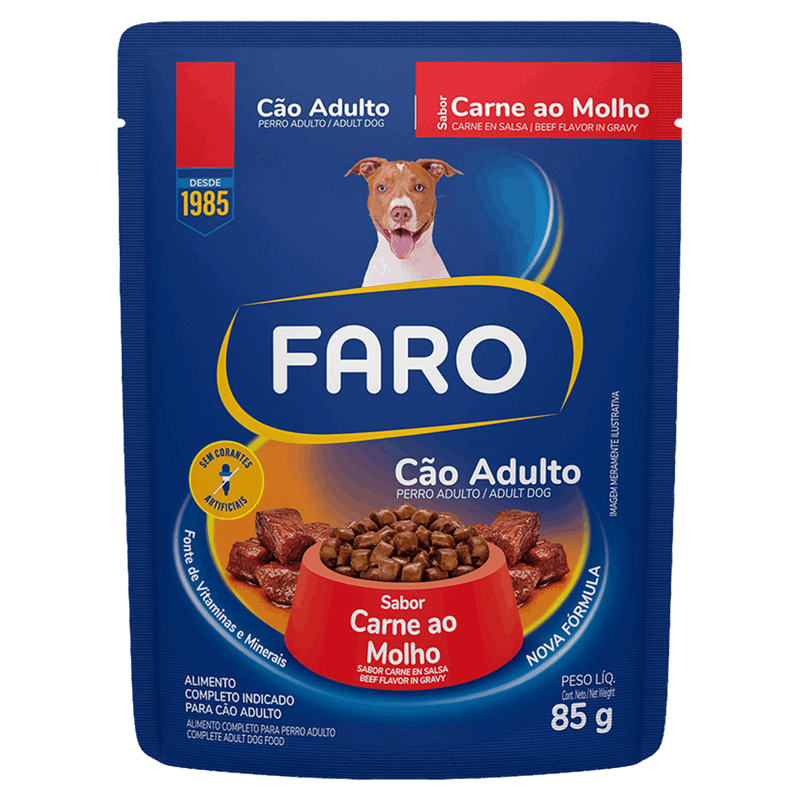 Alimento-para-Caes-Adultos-Carne-ao-Molho-Faro-Sache-85g