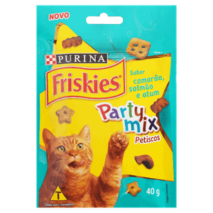 Petisco para Gatos Camarão, Salmão e Atum Purina Friskies Party Mix Sachê 40g