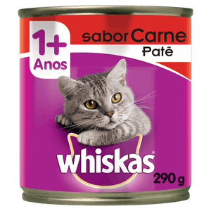 Patê para Gatos Adultos 1+ Carne Whiskas Lata 290g