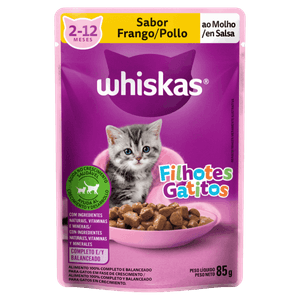 Alimento para Gatos Filhotes 2 a 12 Meses Frango ao Molho Whiskas Sachê 85g