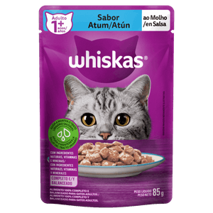 Alimento para Gatos Adultos 1+ Atum ao Molho Whiskas Sachê 85g