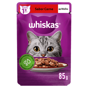 Alimento para Gatos Adultos 1+ Carne ao Molho Whiskas Sachê 85g