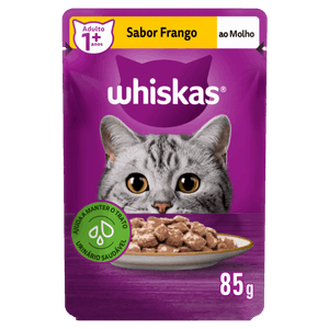 Alimento para Gatos Adultos 1+ Frango ao Molho Whiskas Sachê 85g