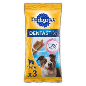 Petisco para Cães Adultos Raças Médias Pedigree Dentastix Pacote 77g 3 Unidades