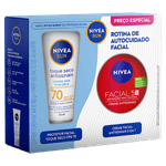Kit Creme 100g + Protetor Solar Toque Seco FPS 70 Sun 40ml Facial Antissinais Nivea