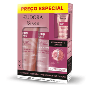 Kit Shampoo 250ml + Condicionador 125ml + Leave-In 30ml Eudora Siàge Nutri Rosé