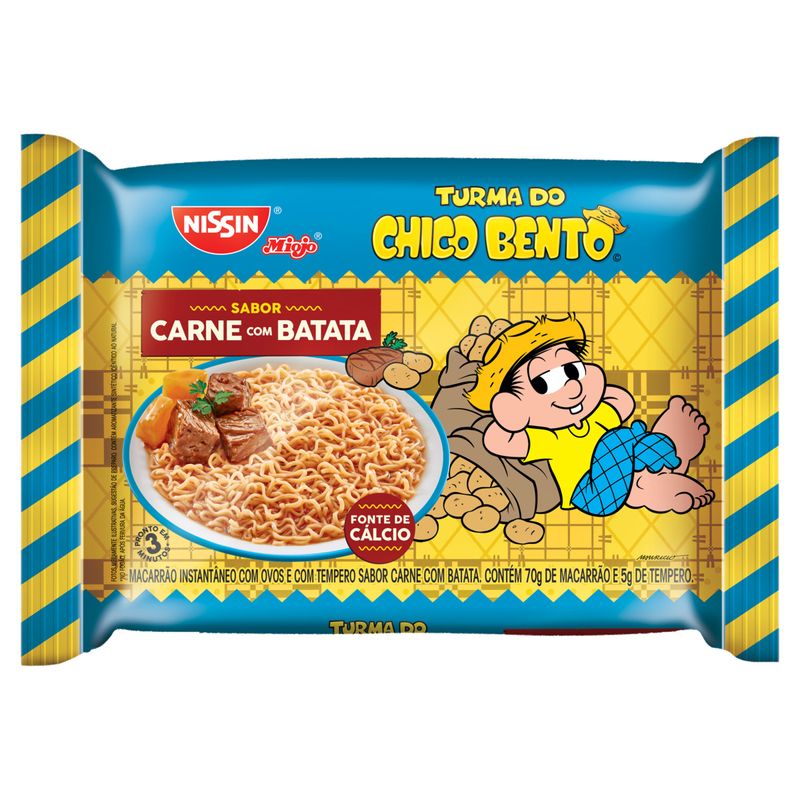 Macarrão Instantâneo Carne com Batata Turma do Chico Bento Nissin Miojo Pacote 75g