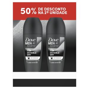 Pack Antitranspirante Roll-On Dove Men+Care Invisible Dry 2 Unidades 50ml Cada Grátis 50% de Desconto na 2ª Unidade