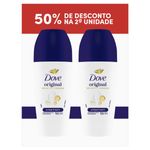 Pack Antitranspirante Roll-On Original Dove 2 Unidades 50ml Cada Grátis 50% de Desconto na 2ª Unidade