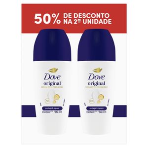 Pack Antitranspirante Roll-On Original Dove 2 Unidades 50ml Cada Grátis 50% de Desconto na 2ª Unidade