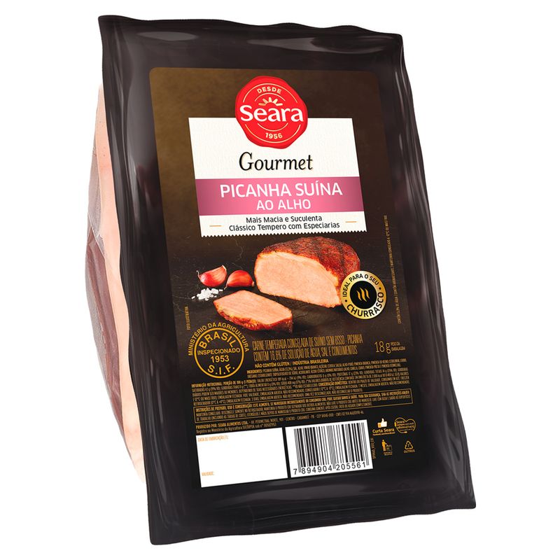 Picanha Suína Congelada Temperada ao Alho sem Pele sem Osso Seara Gourmet