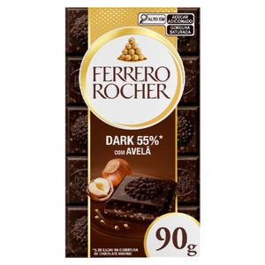 Chocolate Polonês Amargo Recheio Avelã e Cacau Cobertura Dark 55% Ferrero Rocher Tablete Dark 90g
