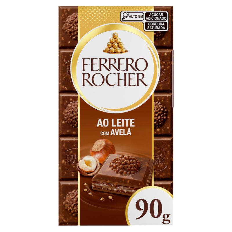 Chocolate Polonês ao Leite Recheio Avelã e Cacau Ferrero Rocher Tablete 90g