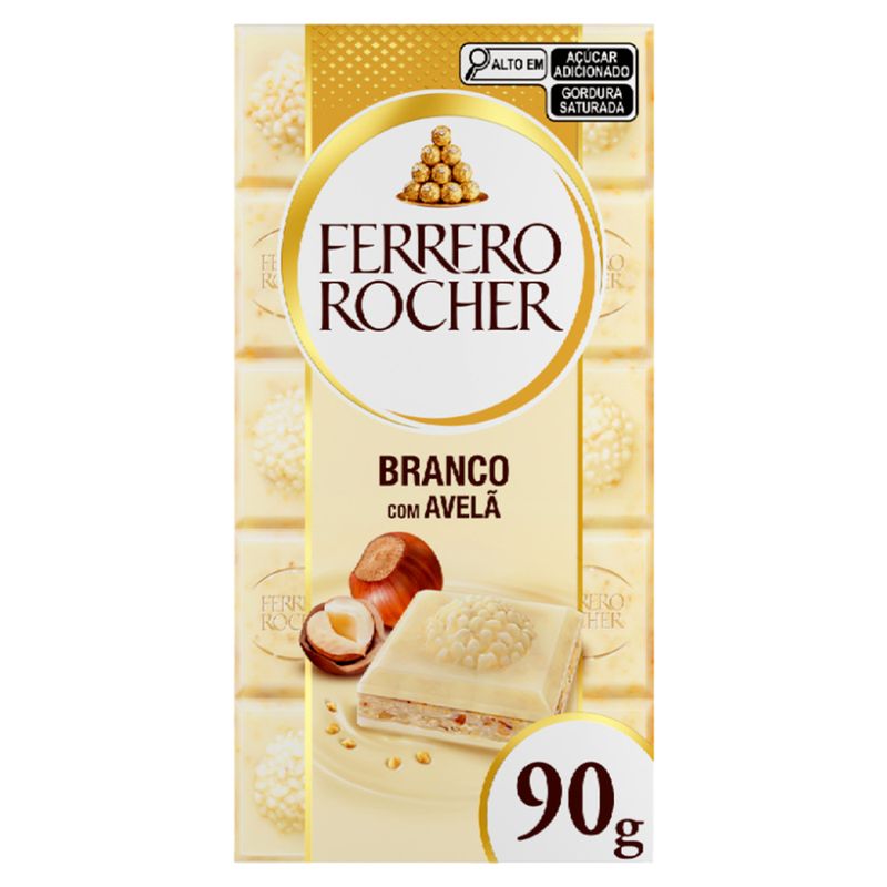 Chocolate Polonês Branco Recheio Avelã Ferrero Rocher Tablete 90g