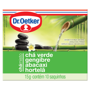 Cha Verde com Gengibre, Abacaxi e Hortelã Dr Oetker  CX 15gramas