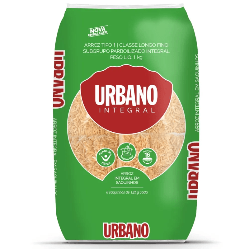 Arroz Parboilizado Tipo 1 Integral Urbano Pacote 1kg Em Saquinhos