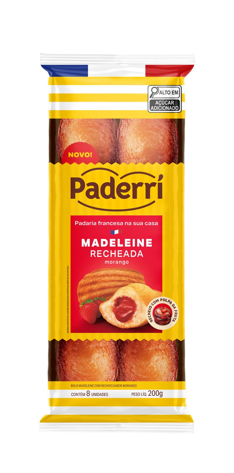 Madeleine Paderri Recheio de Morango  PE 200gramas
