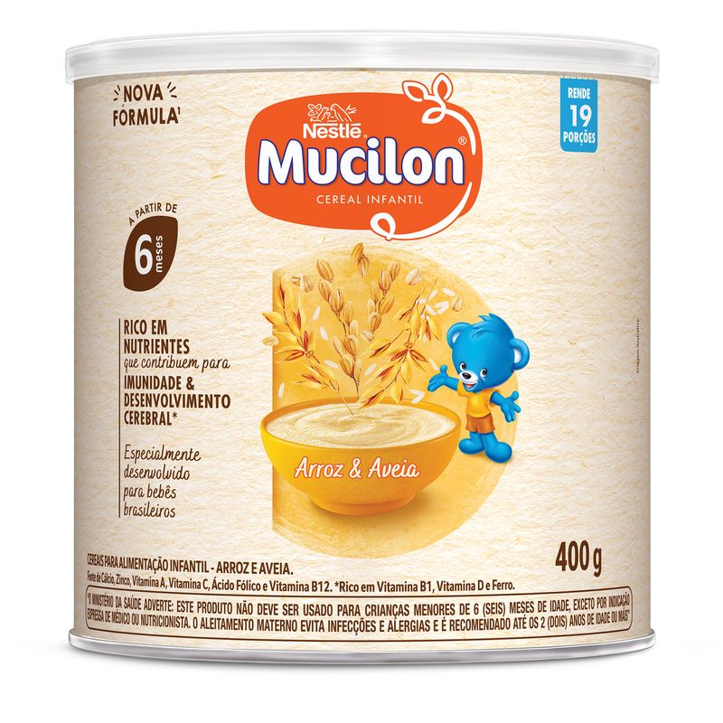 Cereal Infantil Arroz & Aveia Mucilon Lata 400g