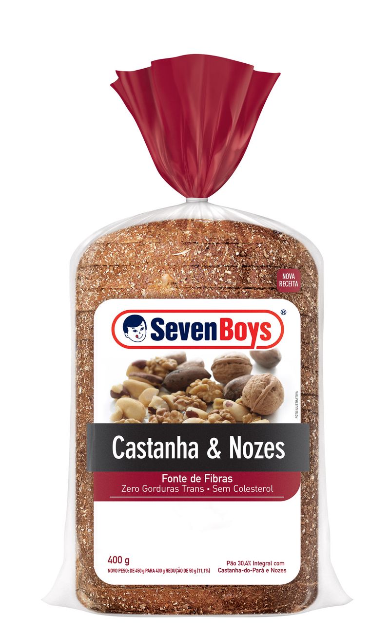 Pão Integral Castanha & Nozes Seven Boys Pacote 400g