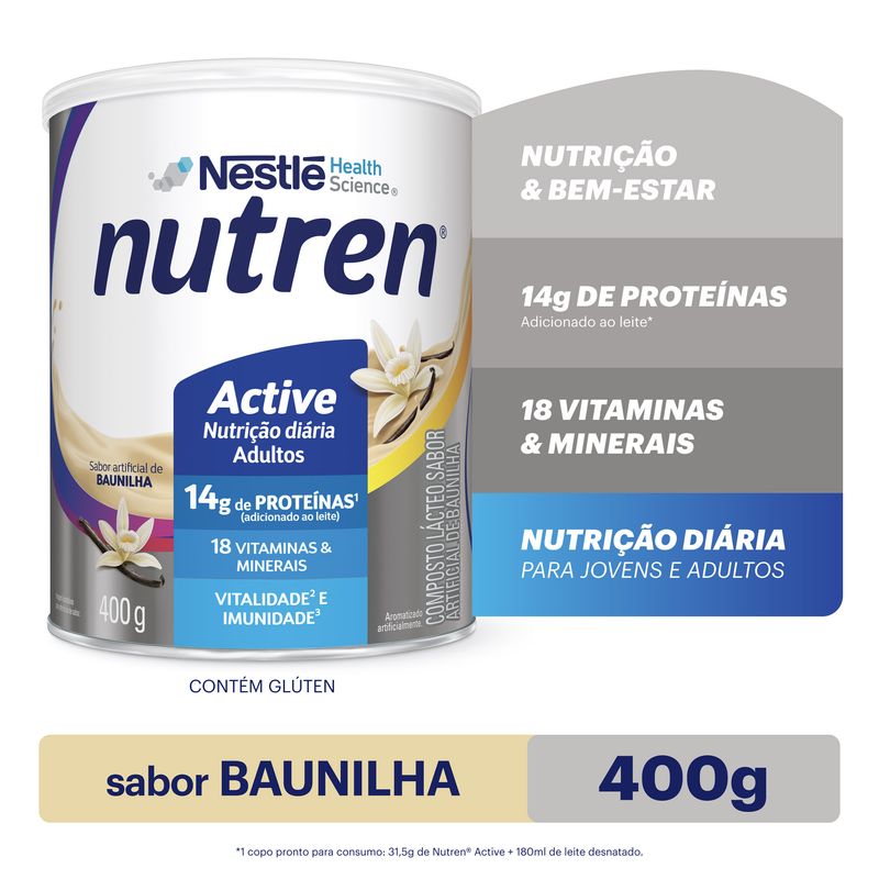 Composto Alimentar  Lácteo Baunilha Nutren Active Lata 400g