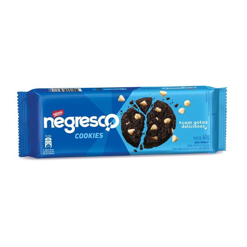 Biscoito Cookie Chocolate com Gotas de Baunilha Negresco Pacote 60g