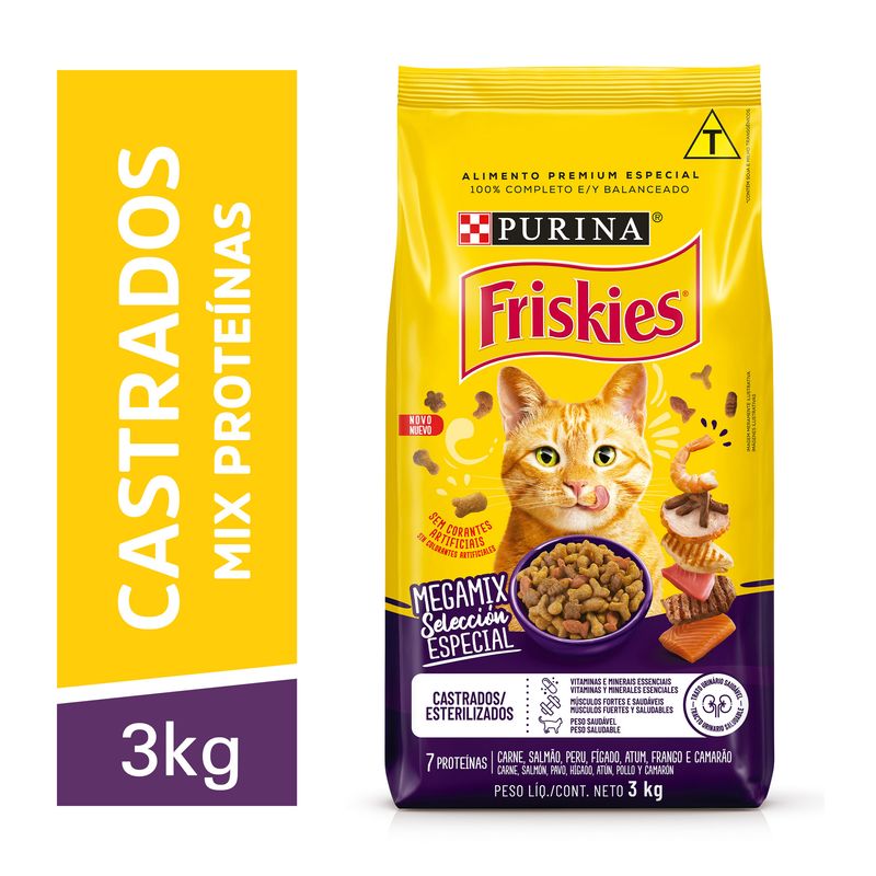 Alimento para Gatos Castrados Adultos Megamix Purina Friskies Pacote 3kg