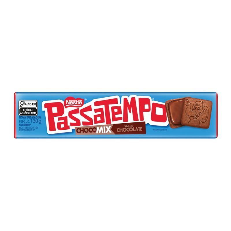 Biscoito Chocolate Recheio Chocolate Passatempo Choco Mix Pacote 130g