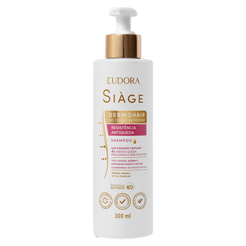 Shampoo Eudora Siàge Resistência Antiqueda Frasco 300ml Pump