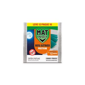 Repelente Pastilha Elétrico Mat Inset Pacote Leve 12 Pague 10 Unidades Refil