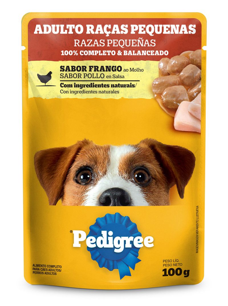 Alimento para Cães Adultos Raças Pequenas Frango ao Molho Pedigree Sachê 100g