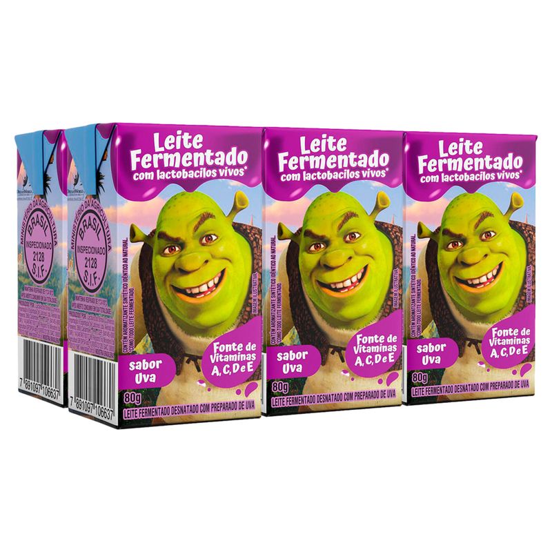 Leite Fermentado Shrek Sabor Uva Conjunto 480g