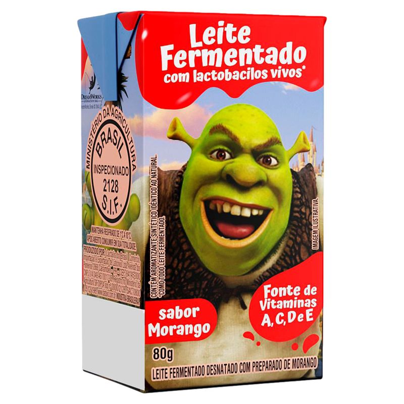 Leite Fermentado Shrek Sabor Morango Conjunto 480g