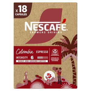 Café em Cápsula Torrado e Moído Espresso Colômbia Nescafé Farmers Origins Caixa 79,2g 18 Unidades