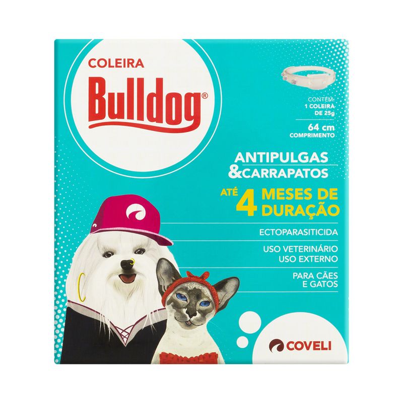 Coleira Antipulgas e Carrapatos para Cães e Gatos Bulldog 64cm