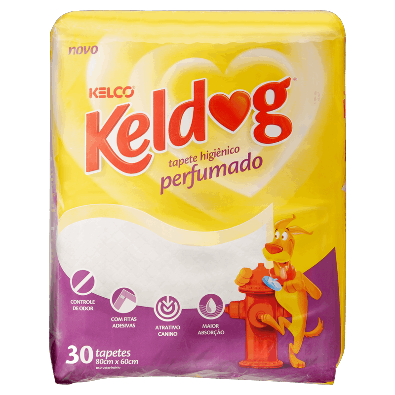 Tapete Higiênico Perfumado para Cães Keldog 80cm x 60cm Pacote 30 Unidades