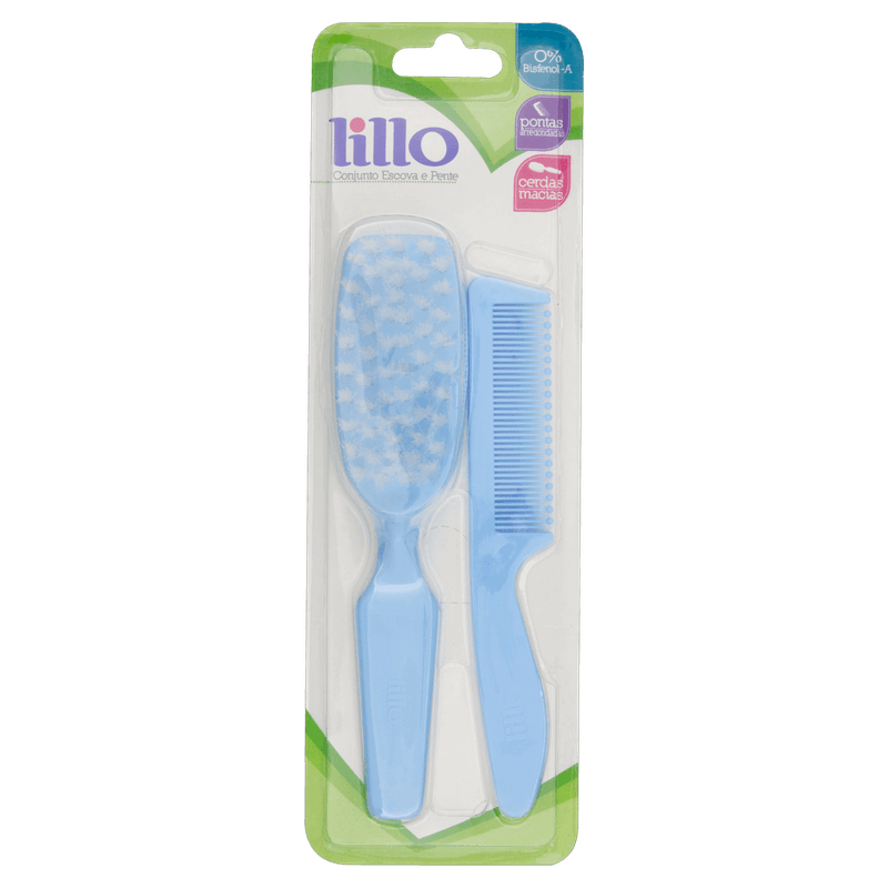 Conjunto Escova e Pente Azul Lillo