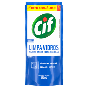 Limpa-Vidro Líquido Cif Sachê 450ml Refil Econômico