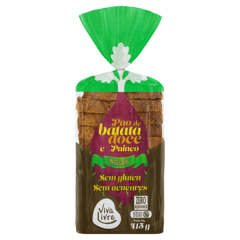 Pão de Batata-Doce e Painço Integral sem Glúten Zero Açúcar Viva Livre Pacote 415g