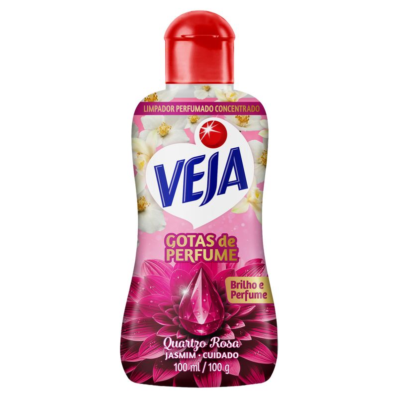 Limpador Perfumado Concentrado Quartzo Rosa Veja Gotas de Perfume Frasco 100ml