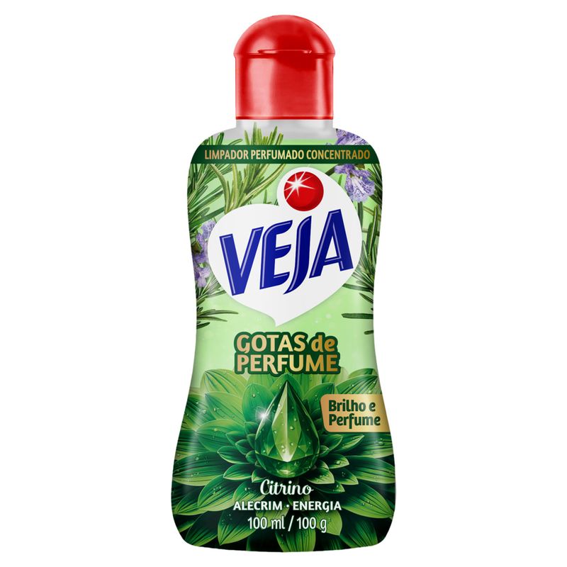 Limpador Perfumado Concentrado Citrino Veja Gotas de Perfume Frasco 100ml