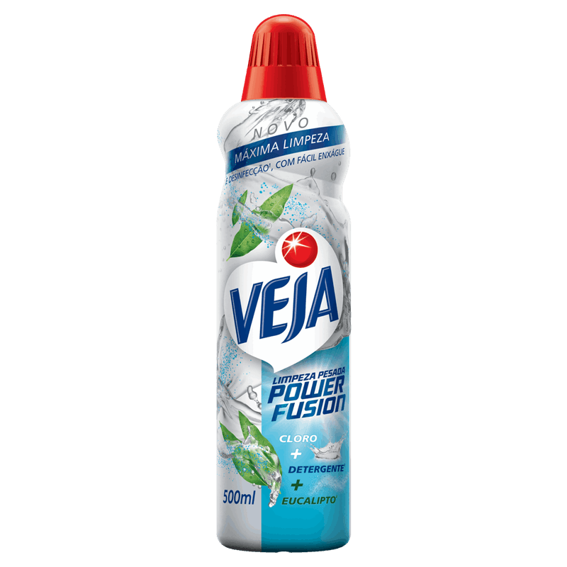 Limpador Limpeza Pesada com Cloro e Detergente Eucalipto Veja Power Fusion Frasco 500ml