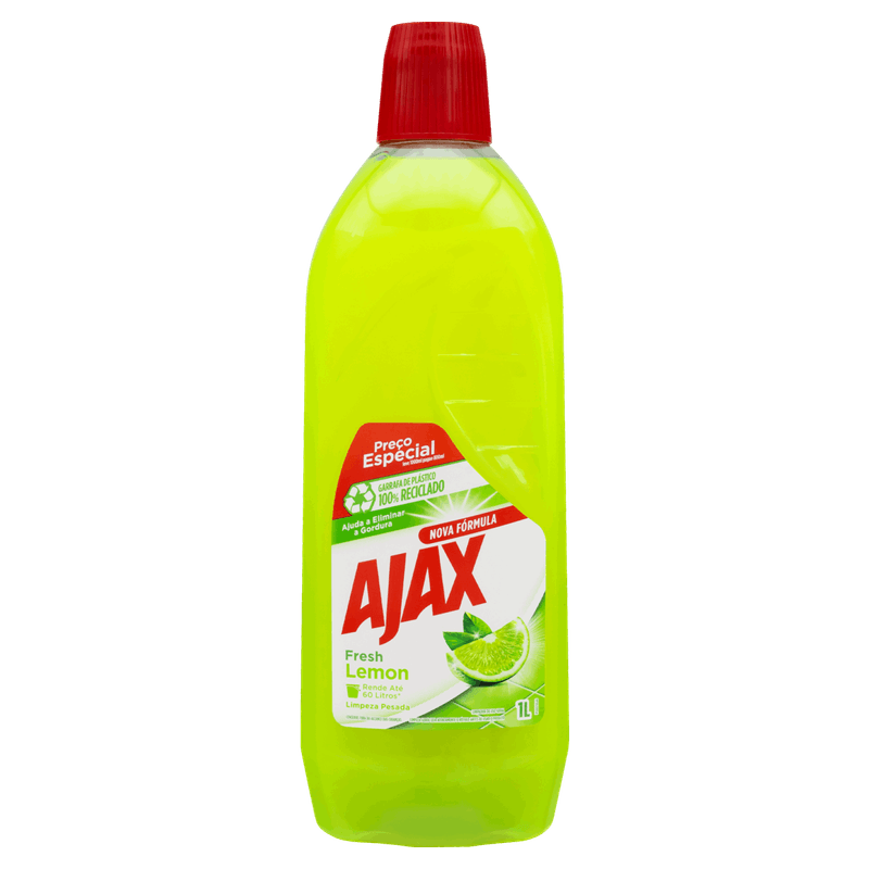 Limpador Limpeza Pesada Fresh Lemon Ajax Frasco Leve 1000ml Pague 800ml